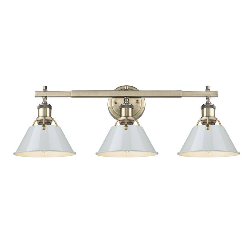 Yep by Golden Lighting Orwell 3-light Vanity in Aged Brass and Dusky Blue shade - Gold