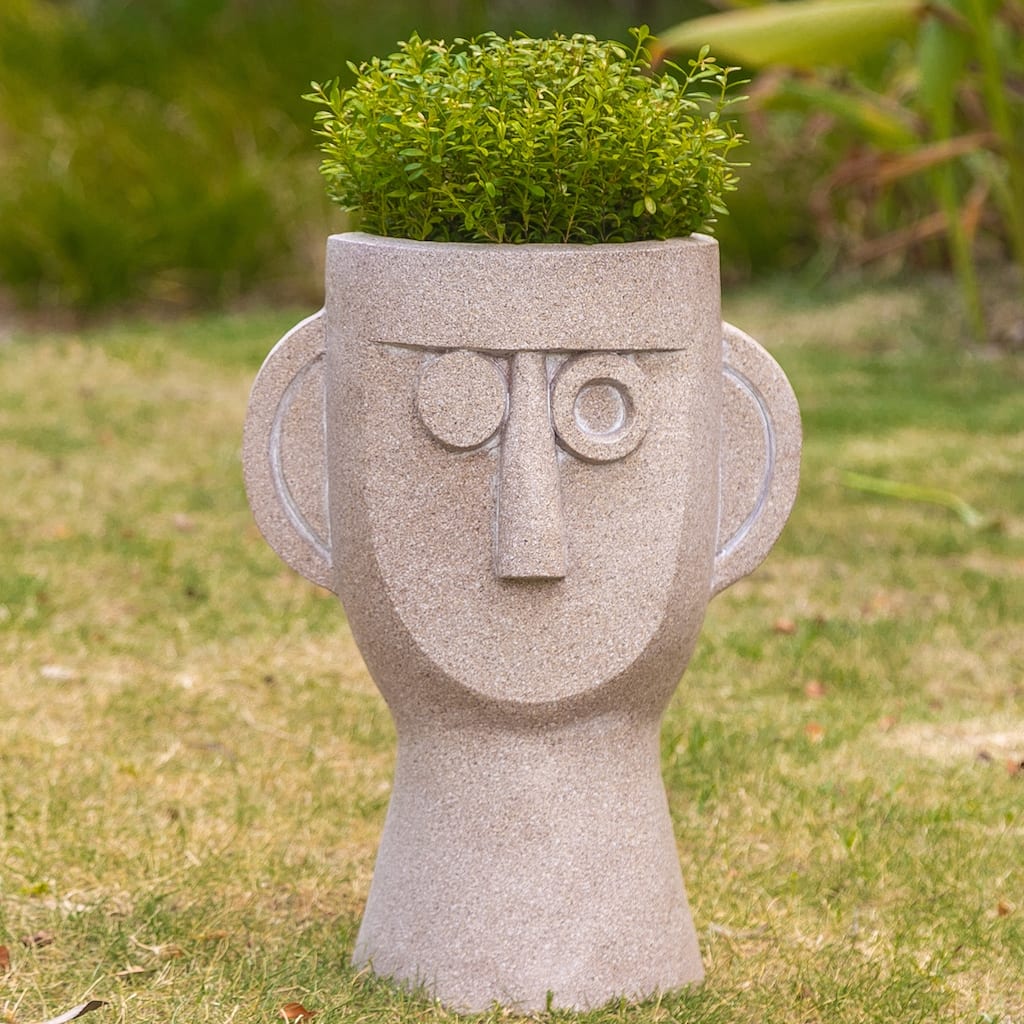 Adeco Abstract Face Head Planter 15'' Flower Pot
