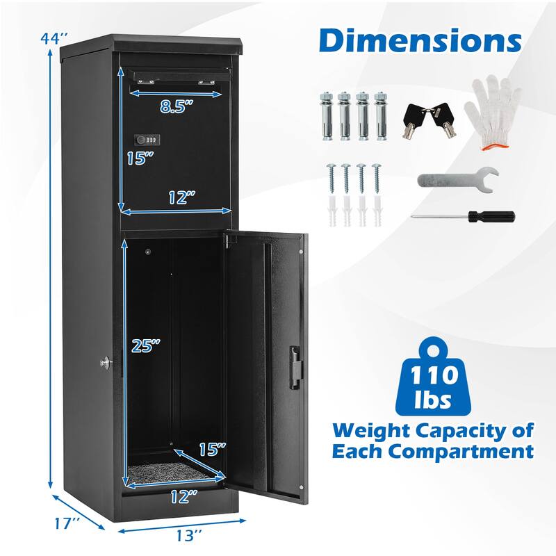 Gymax 44'' Package Delivery Box for Outside w/Lockable Doors Coded