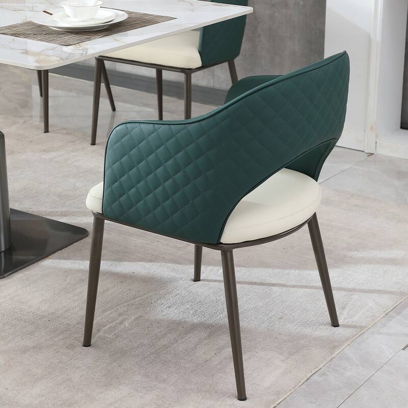 Dining Chairs Set of 2, Modern Faux Leather Dining Metal Legs