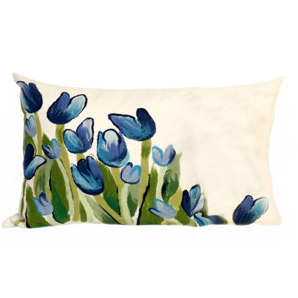 Liora Manne Visions III Allover Tulips Indoor/Outdoor Pillow Blue 12"X20"