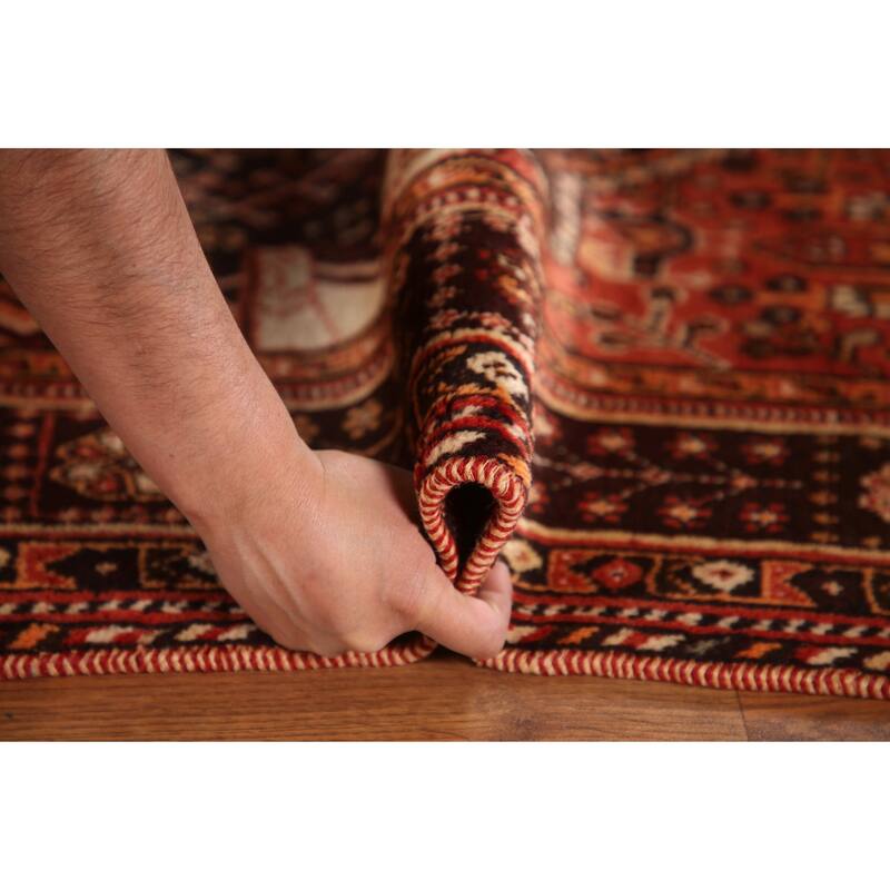 Black Tribal Shiraz Persian Vintage Area Rug Handmade Wool Carpet - 5'4"x 8'0"