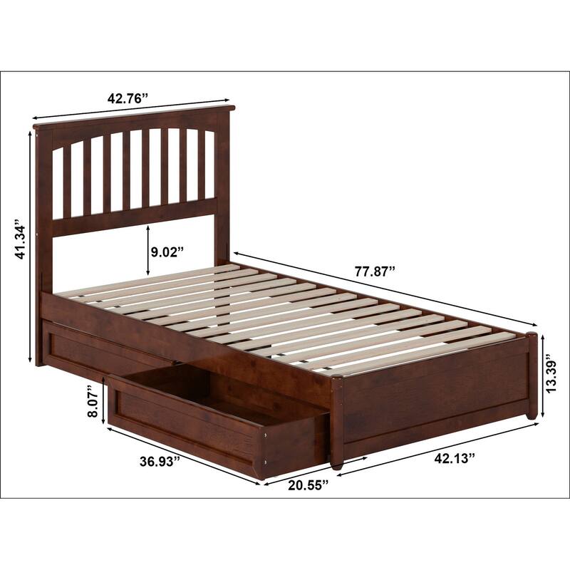Everett Platform Bed with Panel Footboard and Storage Drawers