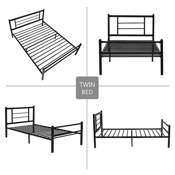 Shop Ivinta Metal Bed Frame Twin Size Platform With Headboard And