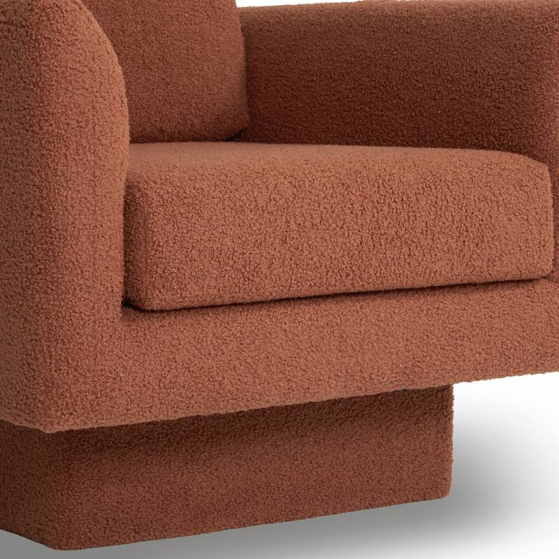 Boucle Swivel Chair with Thick Cushion