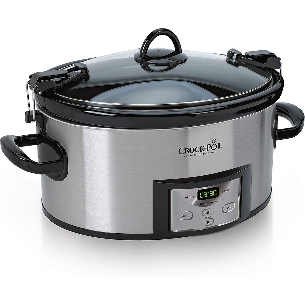 Extra-Large 10 Quart Slow Cooker with Metal Searing Pot & Transparent  Tempered G