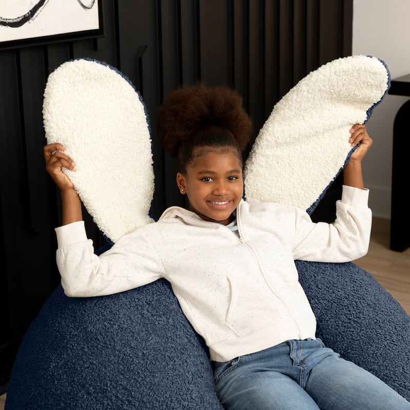 Raven-Symoné Home HopSeat Bunny - Oval Shaped Large Bean Bag Chair with Ears, Ultra Soft Shearling
