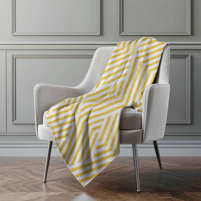 Premium Machine Washable Contemporary Geo Sherpa Throw Blanket - Yellow - 4'2" x 5'10"