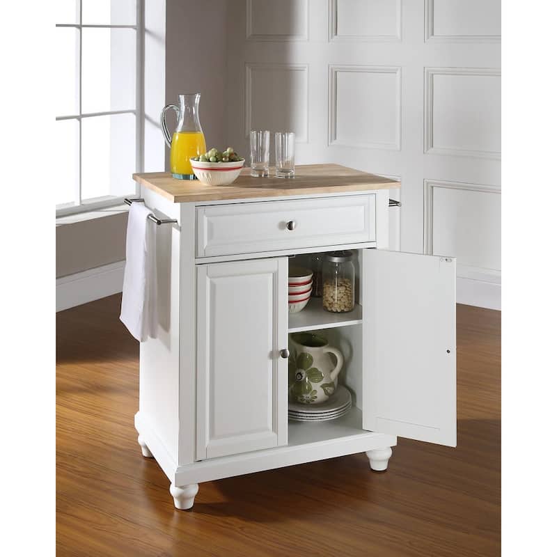 Kitchen Island Cart with Wood Top & Storage - Portable Kitchen Furniture for Small Spaces