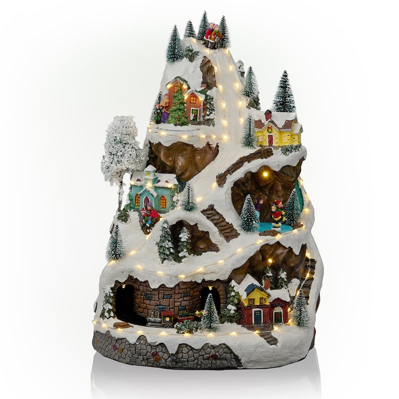 Alpine Corporation Christmas Winter Wonderland Set with LED Lights and Music