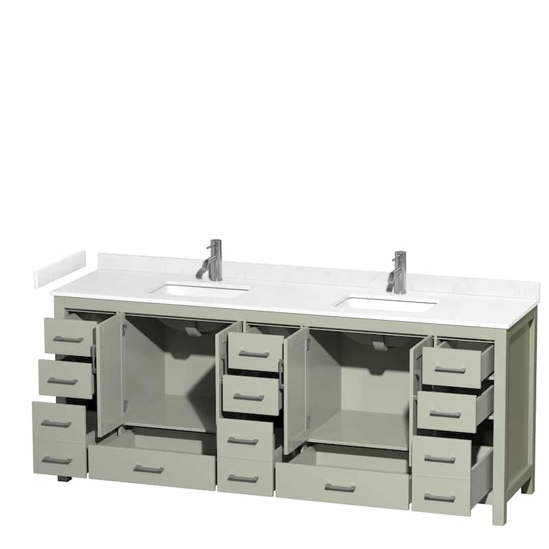 Sheffield Double Bathroom Vanity Set, Cultured Top, No Mirror