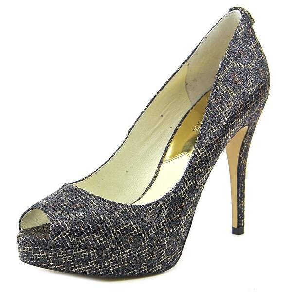 Michael Michael Kors York Platform Open Toe Canvas Platform Heel