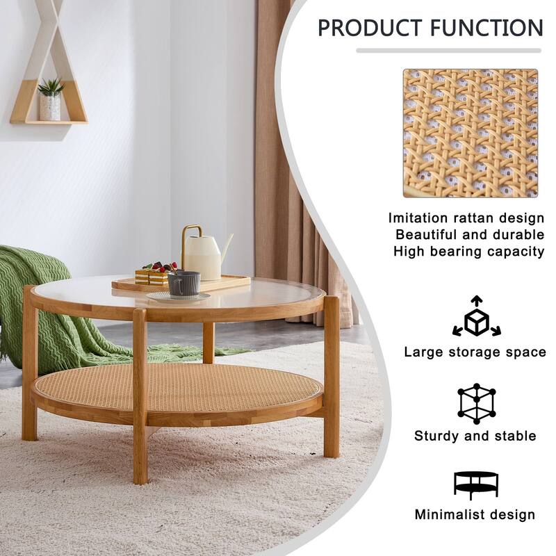 Modern minimalist circular double-layer coffee table