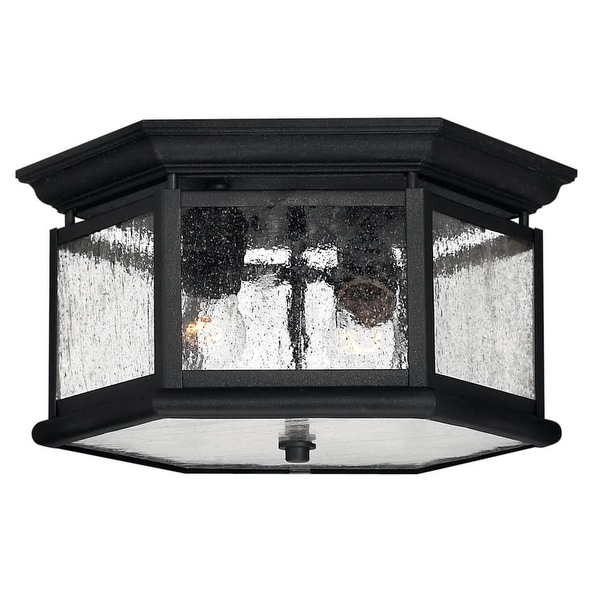 Hinkley Lighting H1683 2-Light Outdoor Flush Mount Ceiling Fixture from the Edgewater Collection - Black - N/A