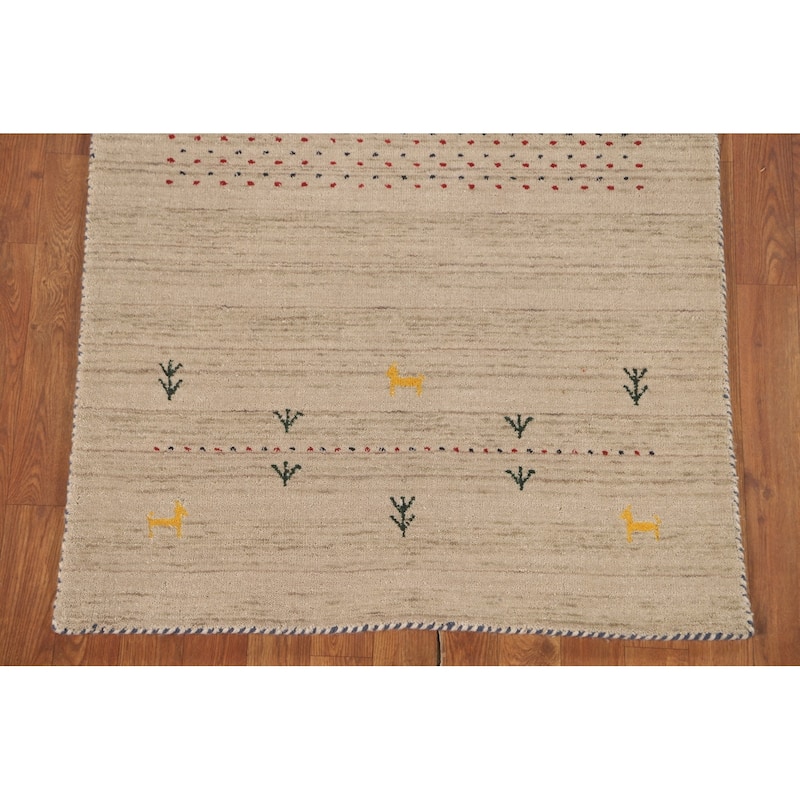 Gabbeh Accent Rug Hand-Knotted Contemporary Wool Carpet - 3'0" x 4'10"