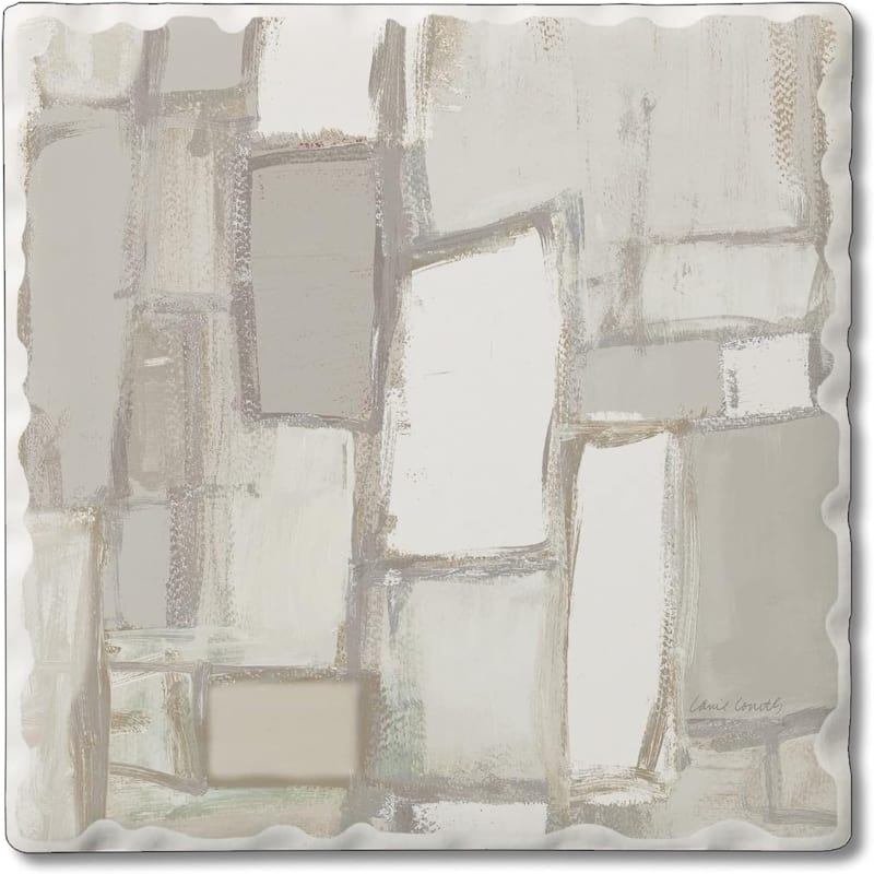 Absorbent Stone Tumbled Tile Coasters, Foggy Morning, Set of 4 - Multi