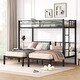 preview thumbnail 1 of 7, Twin over Twin & Twin Triple Bunk Bed with Ladder, kid beds Black
