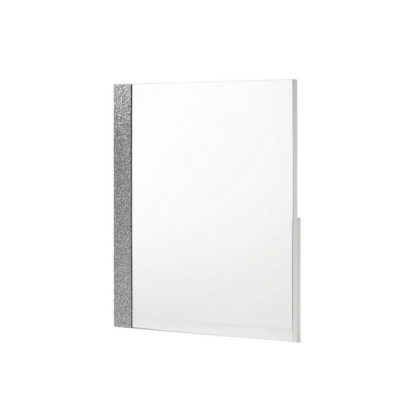 Ara 33 x 39 Dresser Mirror, Crystal Accents, White Glossy Laminate Finish
