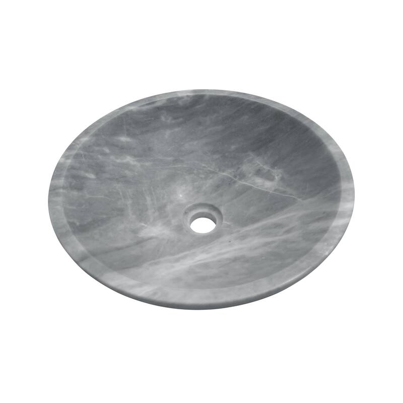 Roomfitters Round Marble Bathroom Vessel Sink, Natural Stone Countertop Wash Basin, Polished Bowl Vanity Sink