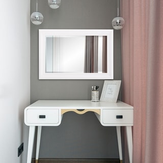 Allan Andrews Copper Grove Lilas Matte White Rectangular Wall Mirror