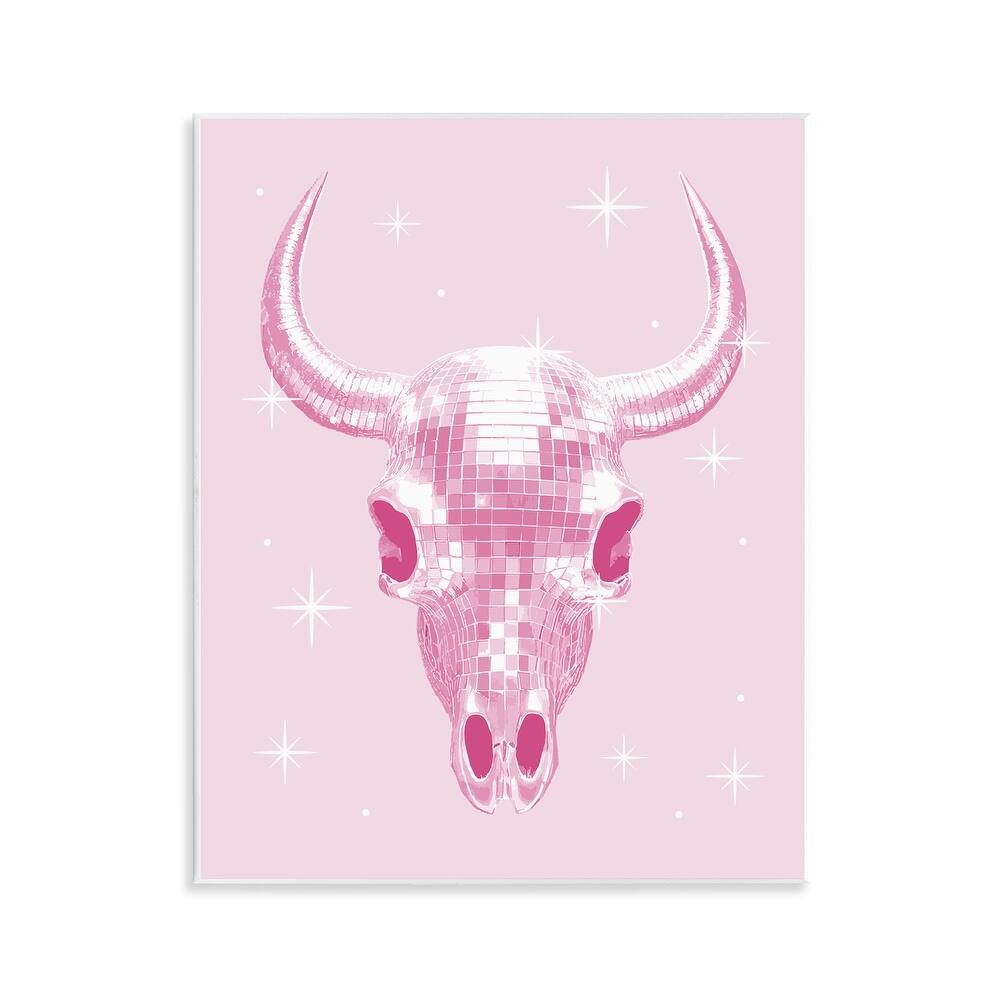 Stupell Pastel Disco Cattle Skull Wall Plaque Art Design By Lil' Rue