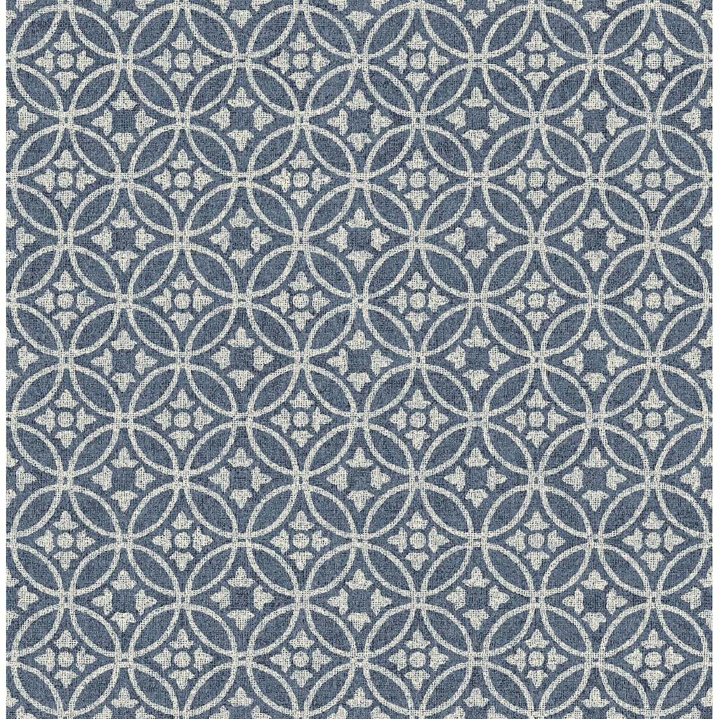 A-Street Prints Larsson Indigo Ogee Wallpaper