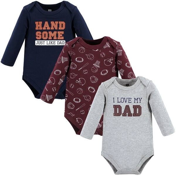 slide 1 of 1, Hudson Baby Infant Boy Cotton Long-Sleeve Bodysuits, Love Dad 0-3 Months - Love Dad