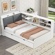 preview thumbnail 4 of 20, Wood Twin Size platform bed with Trundle, Shelves and Storage Headboard
