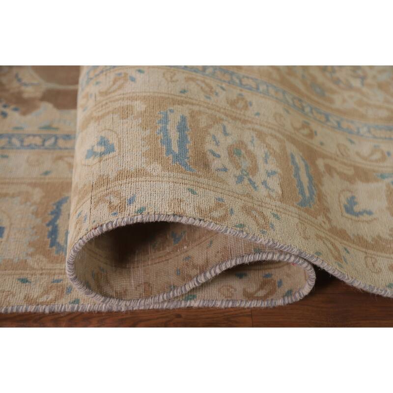 Hand Knotted Oriental 100% Wool Carpet Traditional Floral Brown Mashad Area Rug - 9' 0'' X 6' 0''