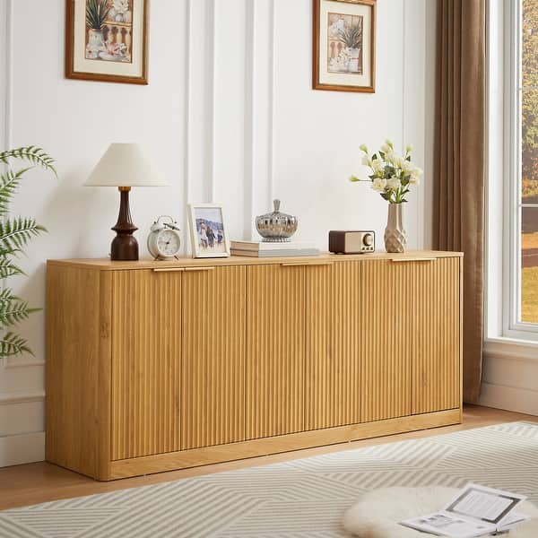 67-inch modern wavy sideboard - Natural - Bed Bath & Beyond - 44088965