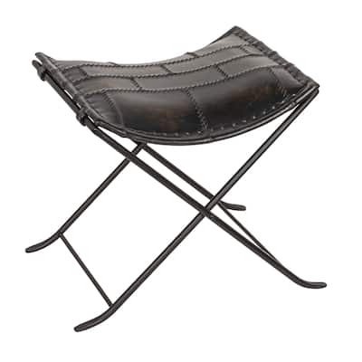Collapsible Leather and Metal Stool