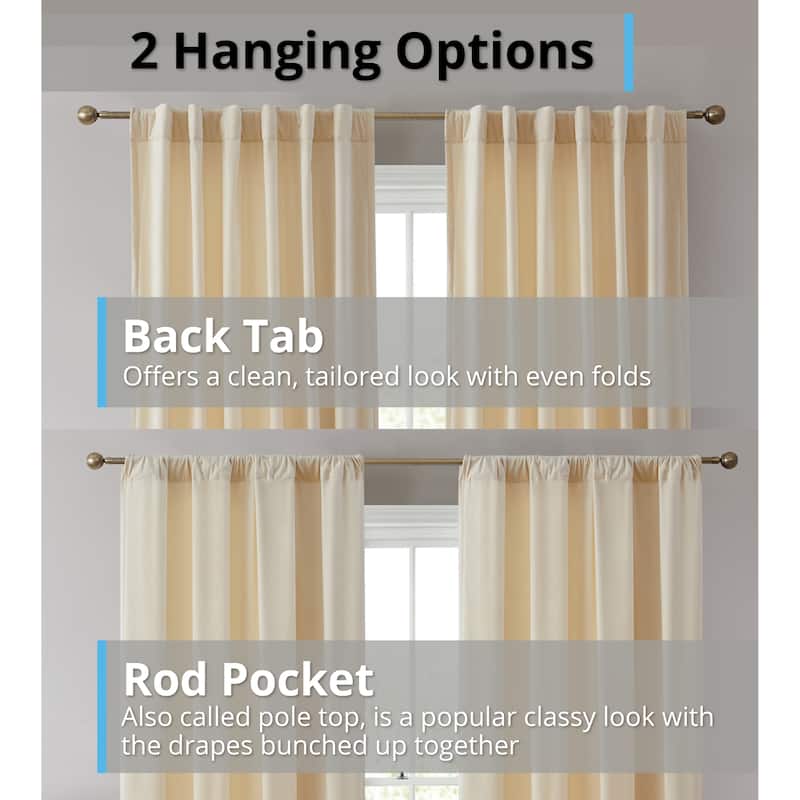 HLC.me Lopez Velvet Back Tab Rod Pocket Window Treatment Curtain Panels Bedroom & Living Room - Set of 2