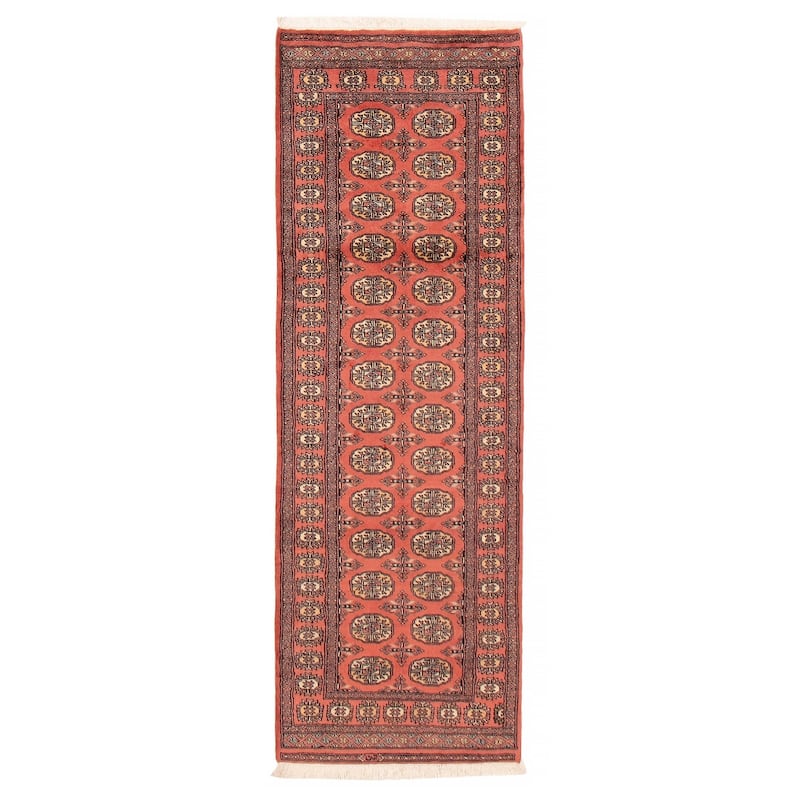 ECARPETGALLERY Hand-knotted Peshawar Bokhara Coral Wool Rug - 2'8 x 7'10 - 2'8 x 7'10 - Coral