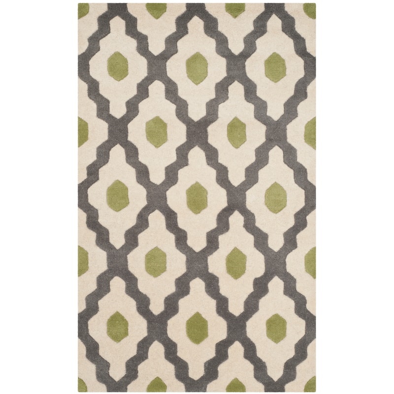 SAFAVIEH Handmade Chatham Sutapa Modern Moroccan Wool Rug - 3' x 5' - Dark Grey/Ivory