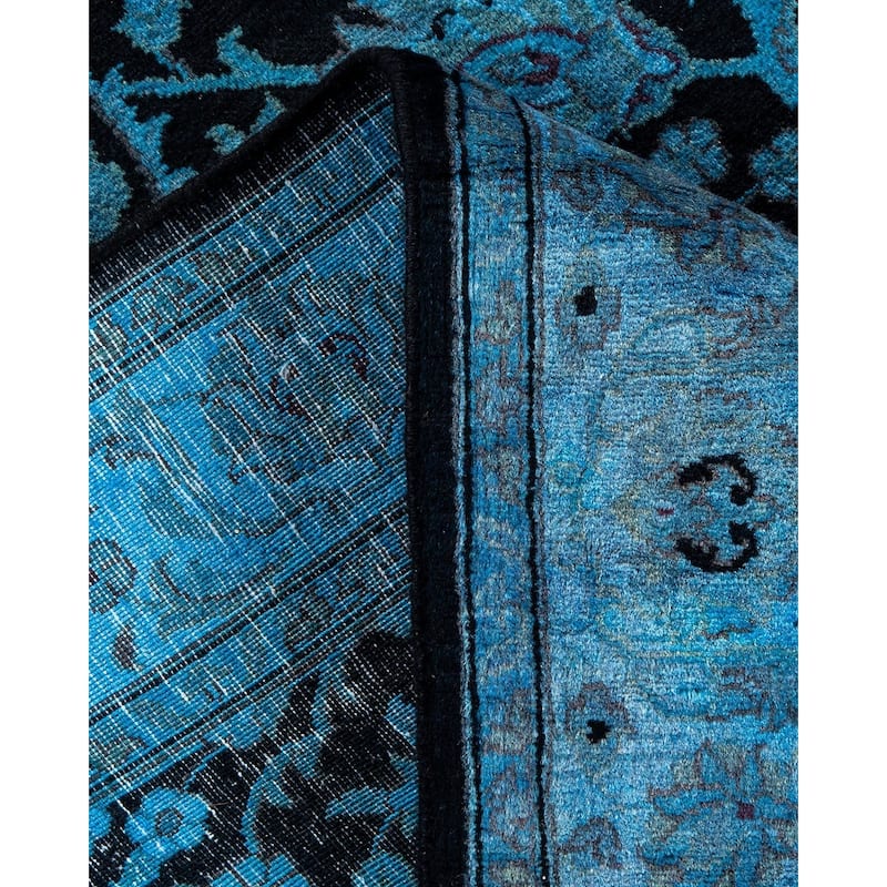 Overton Hand Knotted Wool Vintage Inspired Modern Contemporary Overdyed Blue Area Rug - 3' 1" x 5' 5"