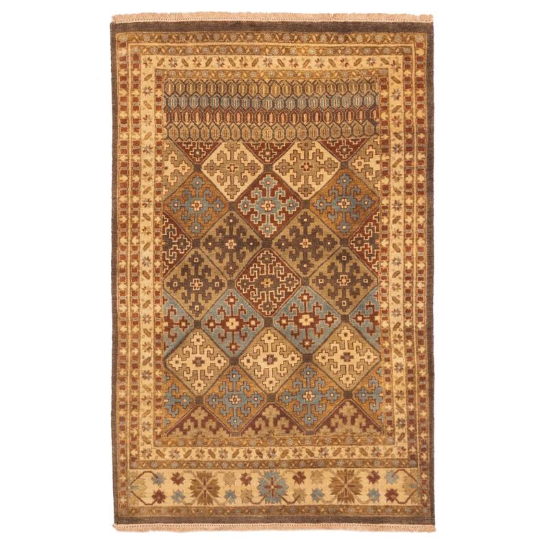 ECARPETGALLERY Hand-knotted Jamshidpour Dark Brown Wool Rug - 3'8 x 5'10