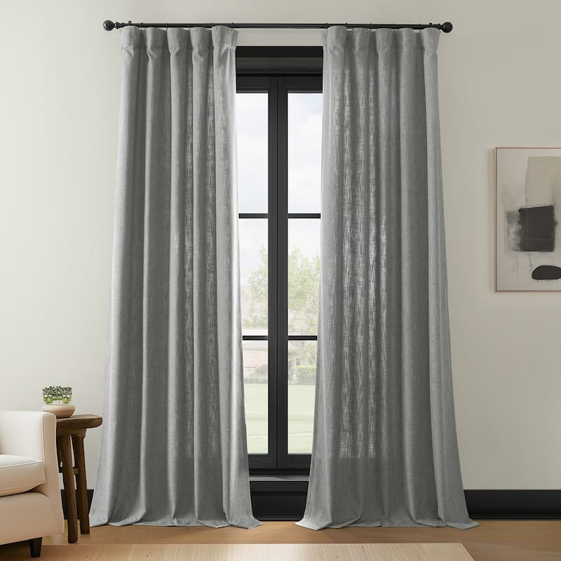 Exclusive Fabrics Simply Faux Linen Curtains (2 Panel) Light Filtering Curtains For Bedroom & Living Room Curtains - 50 X 96 - Light Grey