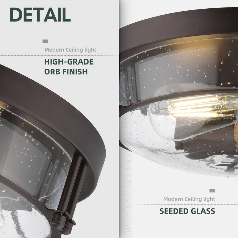 2-Light Black Glass Ceiling Light