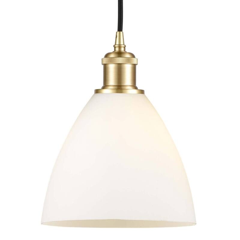Innovations Lighting 516-1P-12-8 Bristol Pendant Bristol Glass 8" Wide - Satin Gold / Matte White