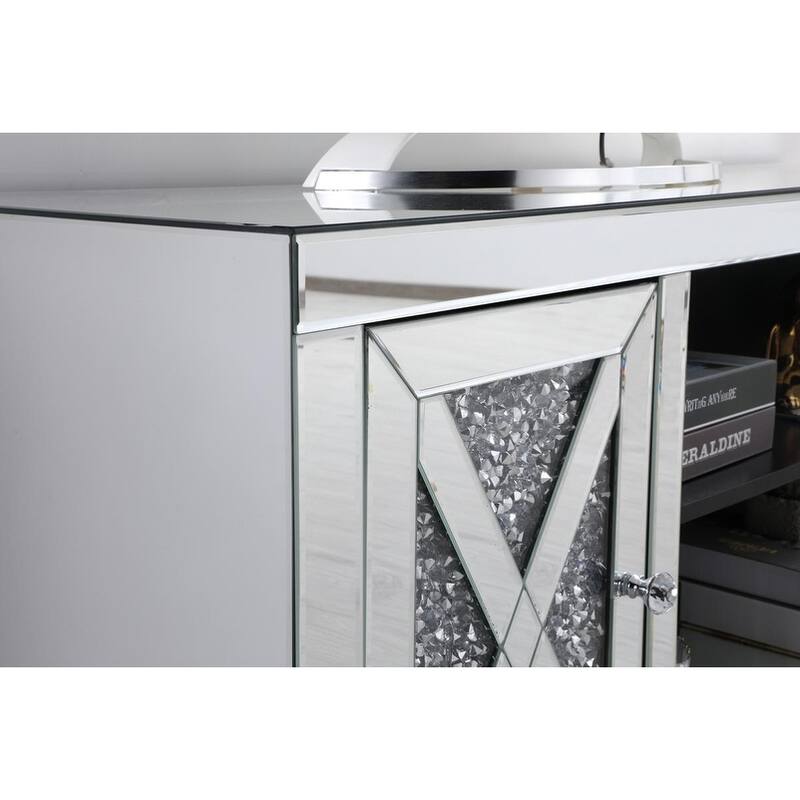 59 in. Mirrored TV stand with Crystals