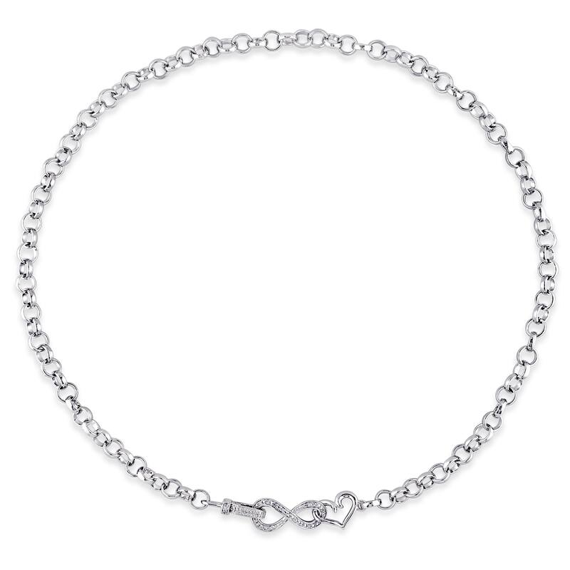 Miadora Sterling Silver 1/10ct TDW Diamond Link Infinity Necklace