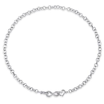 Miadora Sterling Silver 1/10ct TDW Diamond Link Infinity Necklace