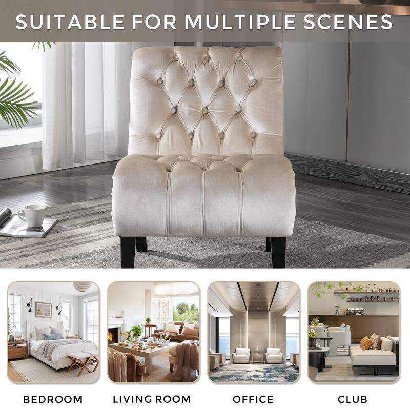 Modern Velvet Armless Living Room Chairs Set of 2