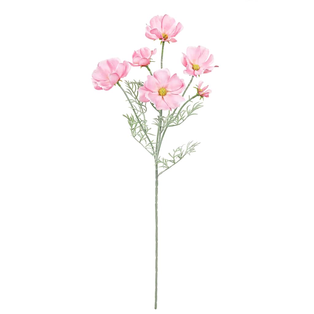 Set of 6 Pink Artificial Cosmos Flower Stem Spray 24in - 24" L x 6" W x 6" DP
