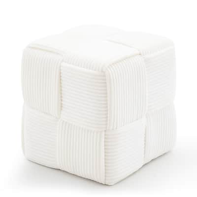 Soft Corduroy Fabric Ottoman Stool for Home Bedroom Living Room Vanity Chair Comfortable