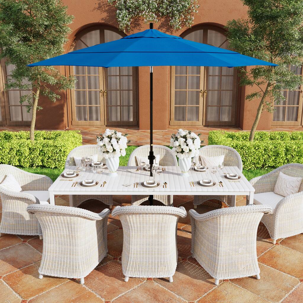California Umbrella 11' Rd Golden State Series Patio Umbrella Black Aluminum Frame Crank Lift Collar Tilt Pacifica