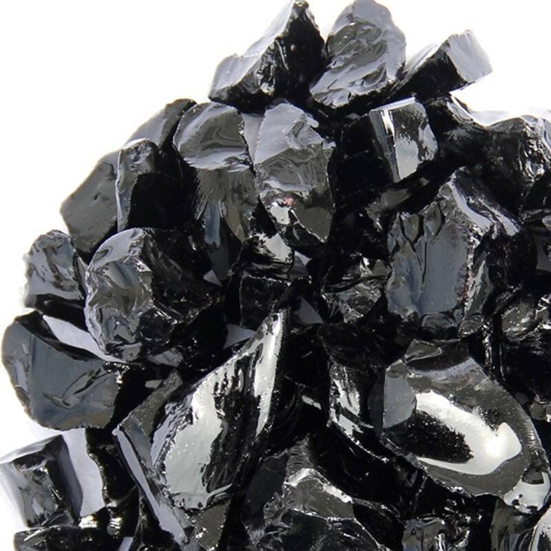 Black Round Reflective Fire Pit Glass
