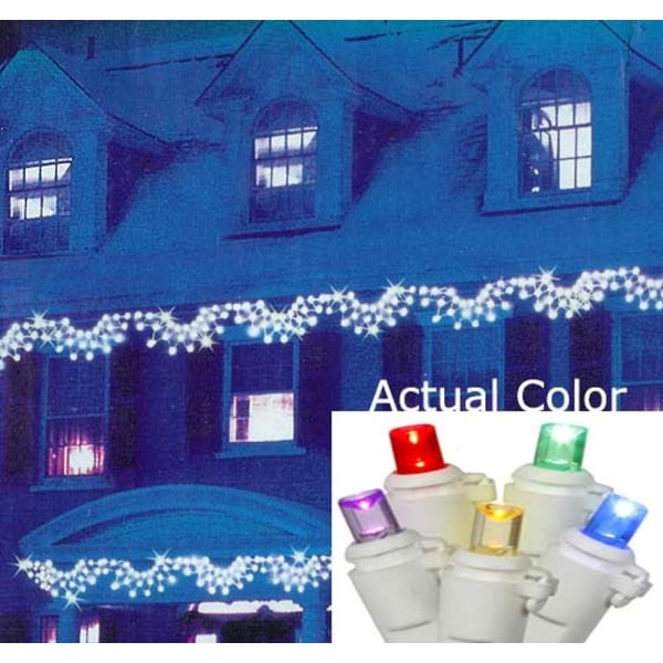 Set of 150 Multi Color LED Wide Angle Swag Christmas Lights White Wire