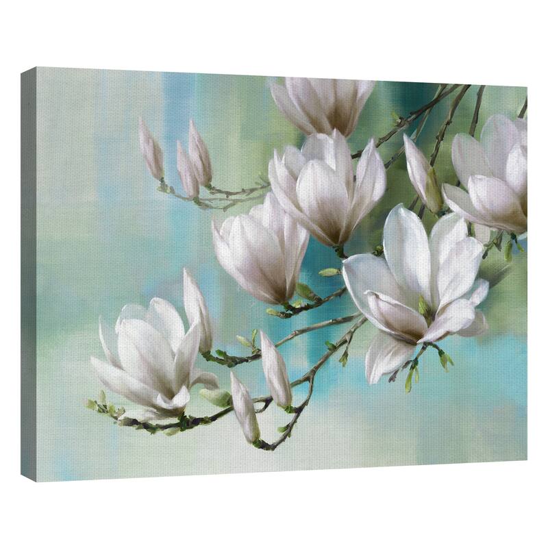 Magnolia Morning Teal by Rogier Daniels Canvas Art Print