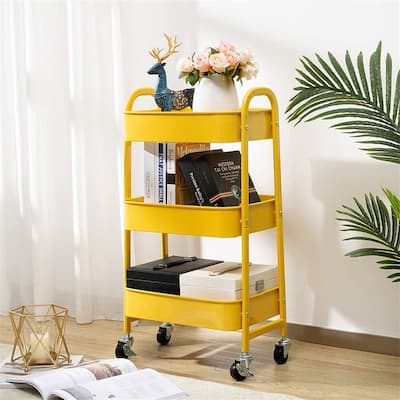 3 Tier Metal Utility Cart - 15.35"D x 27.5"W x 11.42"H